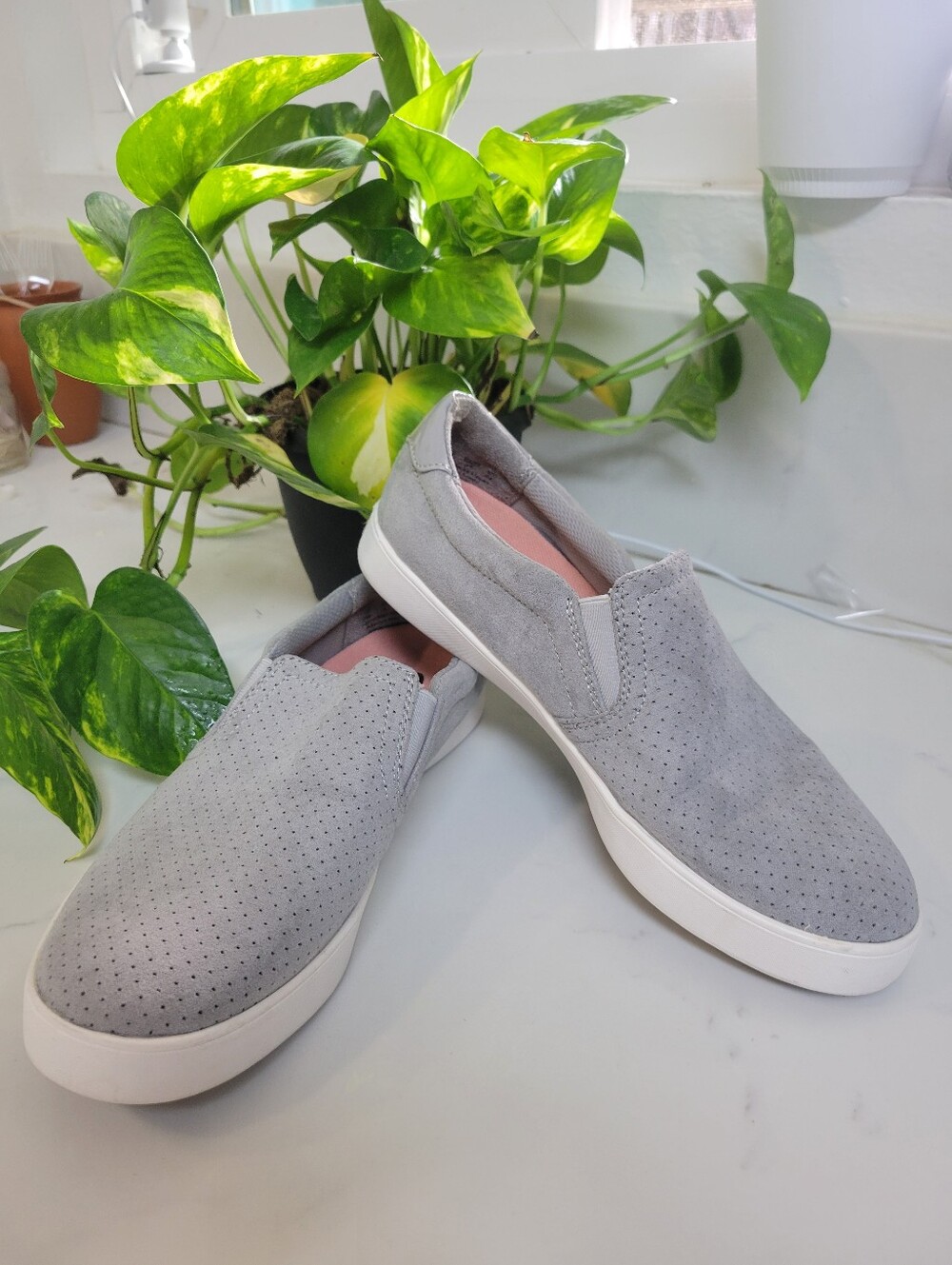 Dr. Scholl's Light Gray Slip-On Sneakers with Padded Insole